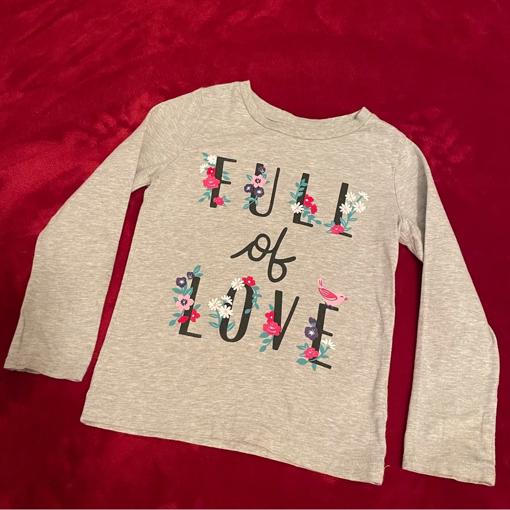 5 for $20-Carter’s “Full of Love”long-sleeved cotton jersey graphic tee.Size 5T.